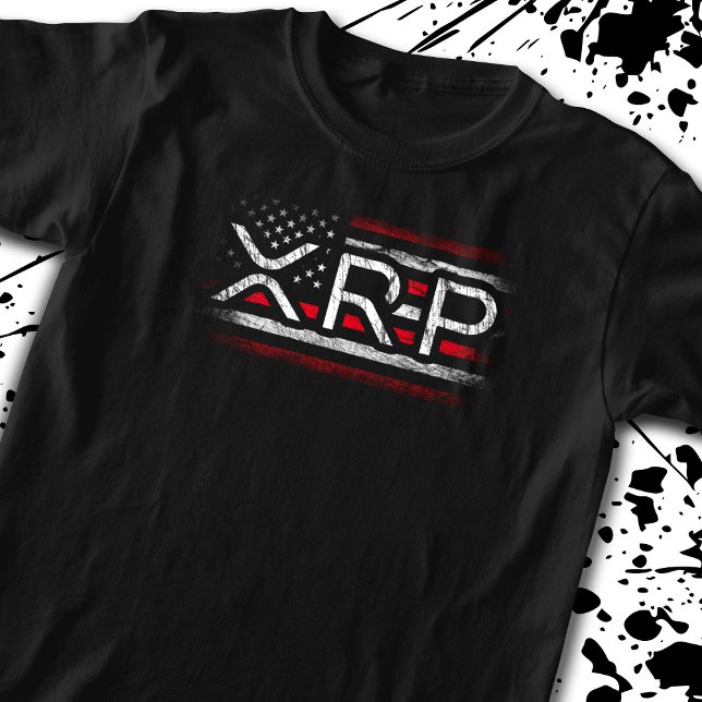 XRP Crypto Currency Cryptocurrency American Flag T-Shirt (Creator Uploaded)