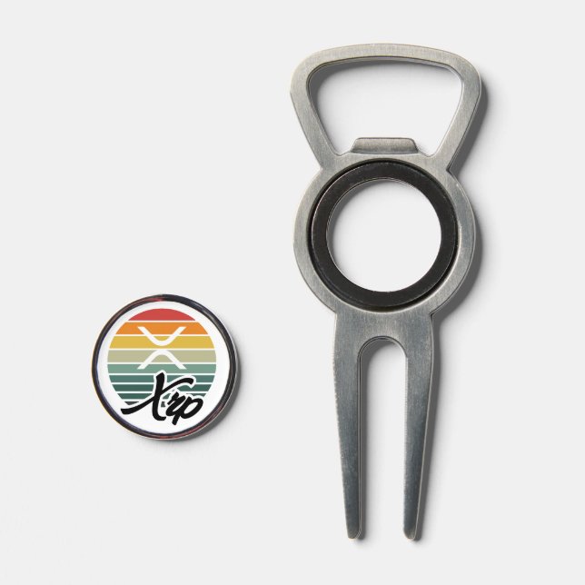 XRP cryptocurrency - XRP sunset colors Divot Tool (Front (Open))