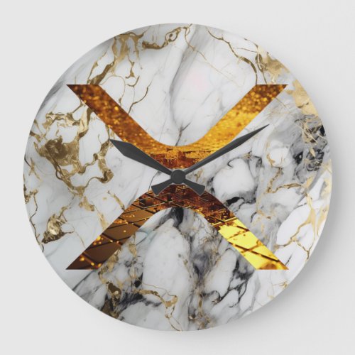 XRP Holographic Gold Blocks Round Wall Clock 
