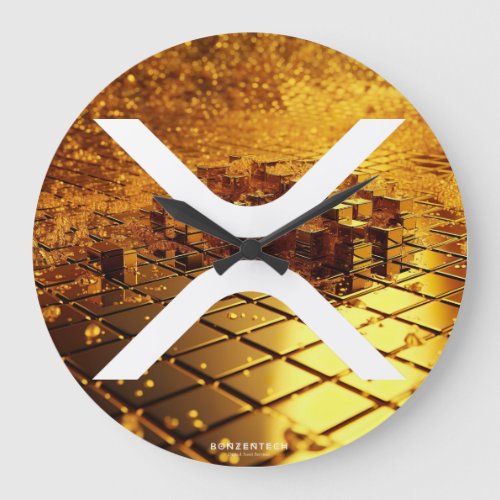 XRP X Logo Clock _ A Fusion of Luxurious Gold 