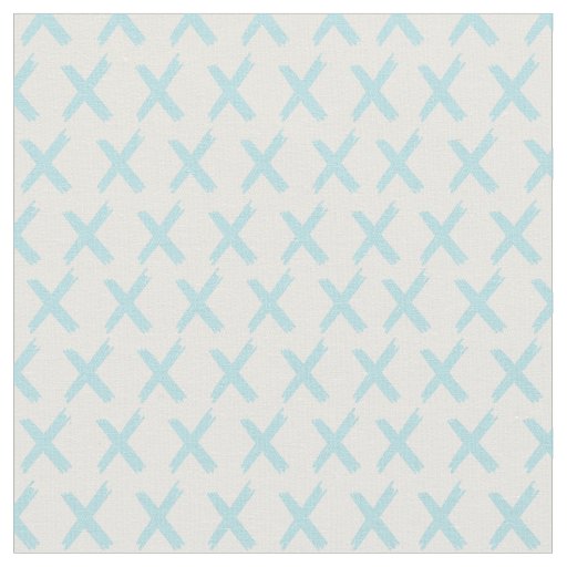 X's Allover - Light Powder Blue on White Fabric