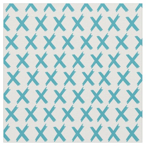X's Allover - Pacific Blue on White Fabric