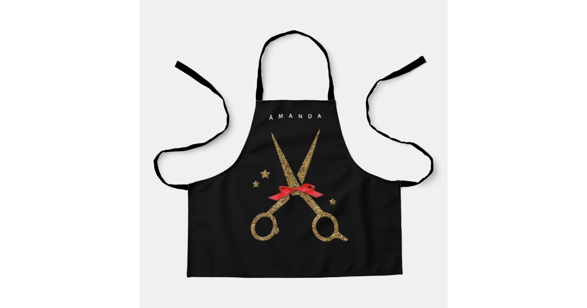 Scissors Apron XS Hair SALON apron - Golden scissors black | Zazzle