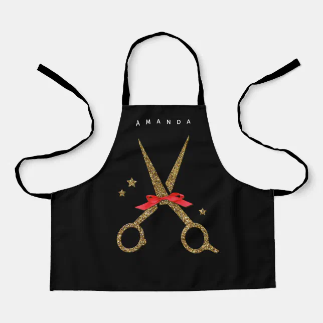 Scissors Apron XS Hair SALON apron - Golden scissors black | Zazzle