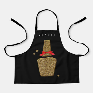 XS Nail SALON apron - Golden nail polish black