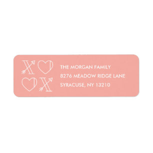 Xs & Os Address Label - Peach