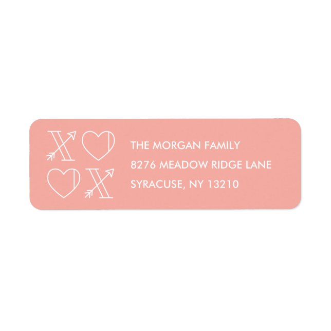 Xs & Os Address Label - Peach (Front)