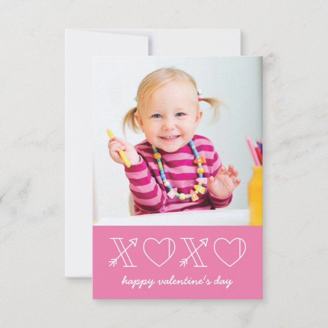 Xs & Os Classroom Valentine - Magenta Invitation (Front)