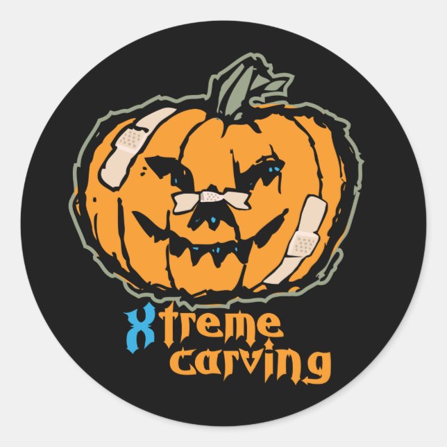 Xtreme Pumpkin Carving Classic Round Sticker (Front)