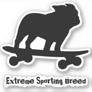 Xtreme Skateboarding Bulldog Cool Dog Silhouette Sticker
