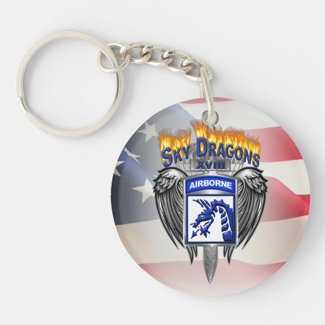 XVIII Airborne Corps Amazing Sky Dragons Keychain (Front)
