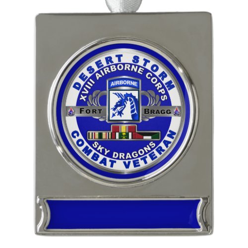 XVIII Airborne Corps Desert Storm Veteran Silver Plated Banner Ornament
