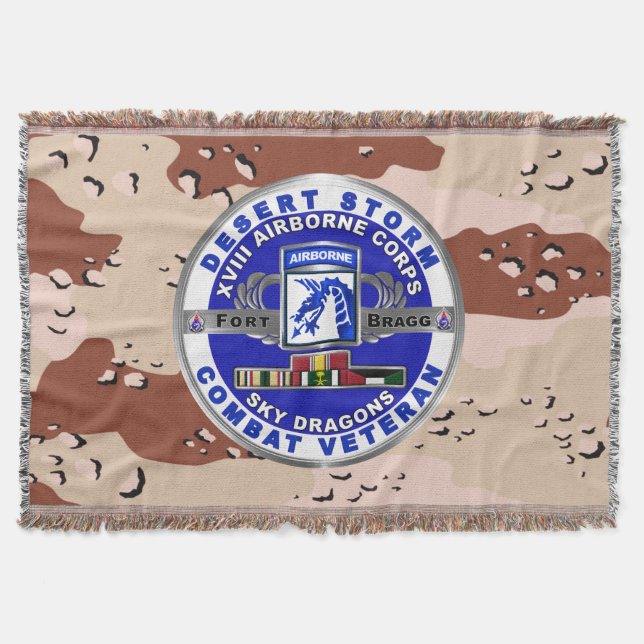 XVIII Airborne Corps Desert Storm Veteran Throw Blanket (Front)