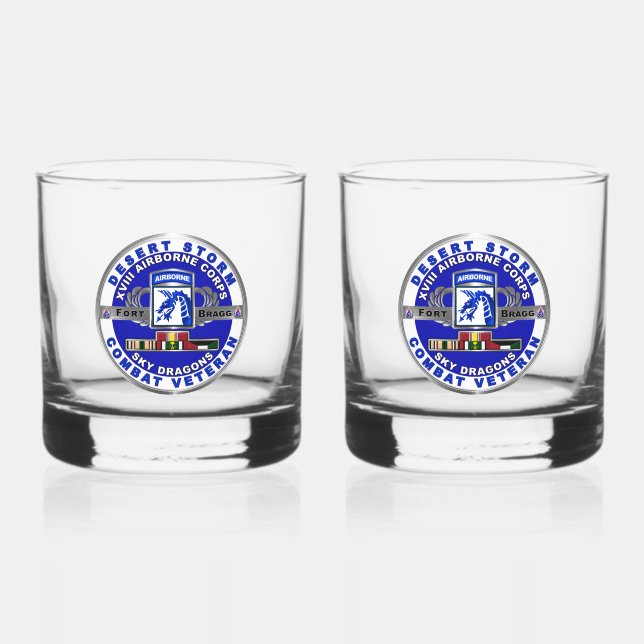 XVIII AIRBORNE CORPS Desert Storm Whiskey Glass (Front)