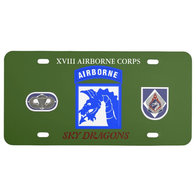XVIII AIRBORNE CORPS LICENSE PLATE (Front)