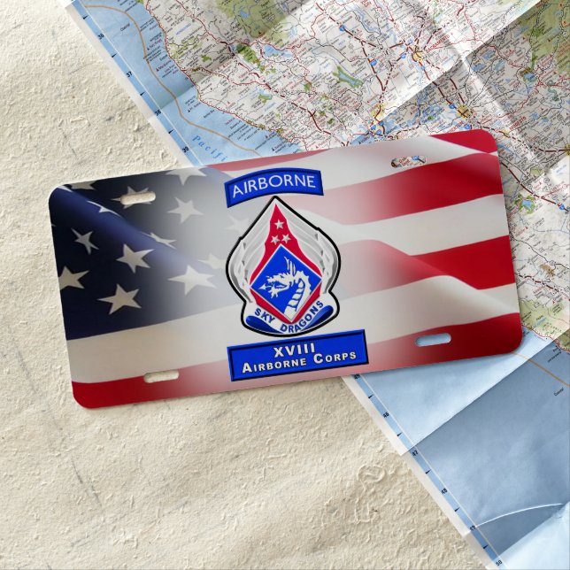 XVIII Airborne Corps Sky Dragons  License Plate (In Situ)