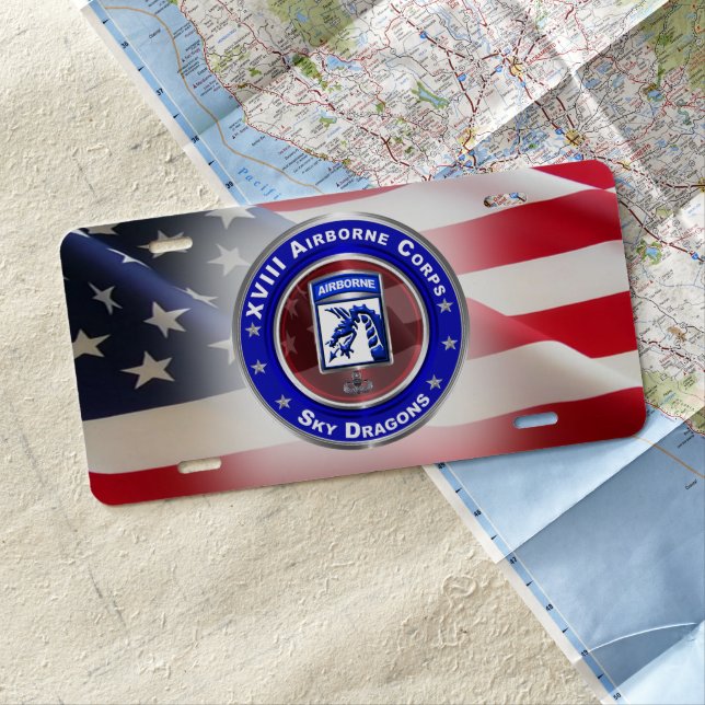 XVIII Airborne Corps Sky Dragons License Plate (In Situ)