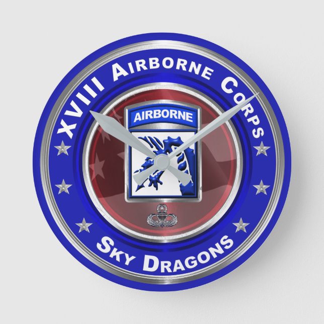XVIII Airborne Corps Sky Dragons Round Clock (Front)