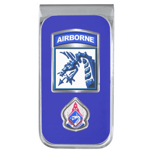 XVIII Airborne Corps Sky Dragons  Silver Finish  Silver Finish Money Clip