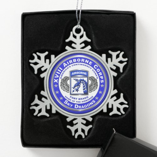 XVIII Airborne Corps   Snowflake Pewter Christmas Ornament