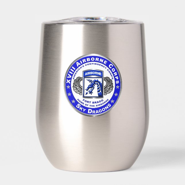 XVIII Airborne Corps Thermal Wine Tumbler (Front)