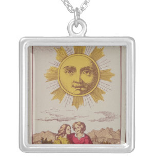 XVIIII Le Soleil, French tarot card of the Sun Silver Plated Necklace