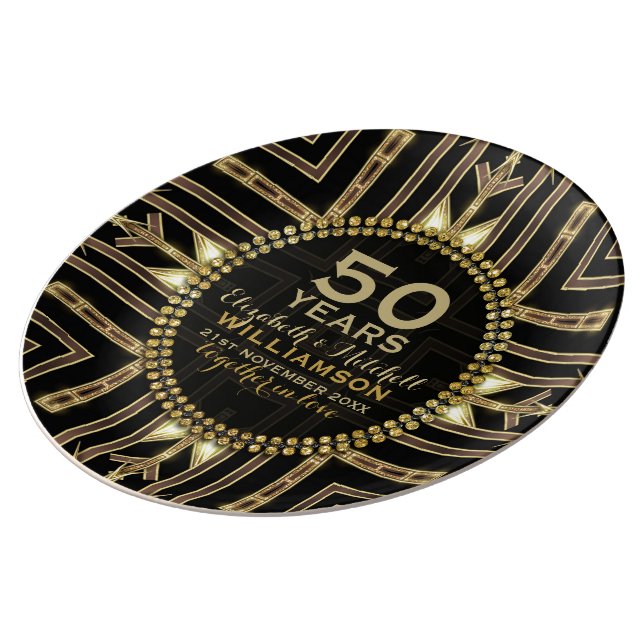 XX-50th Anniversary Plate | Black+ Gold Art Deco (Side)