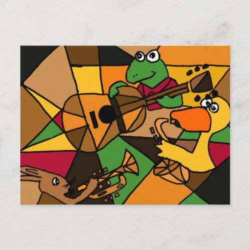 XX_ Abstract Art Animals and Music Postcard