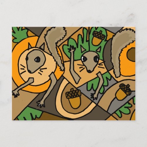 XX_ Abstract Art Squirrels Postcard