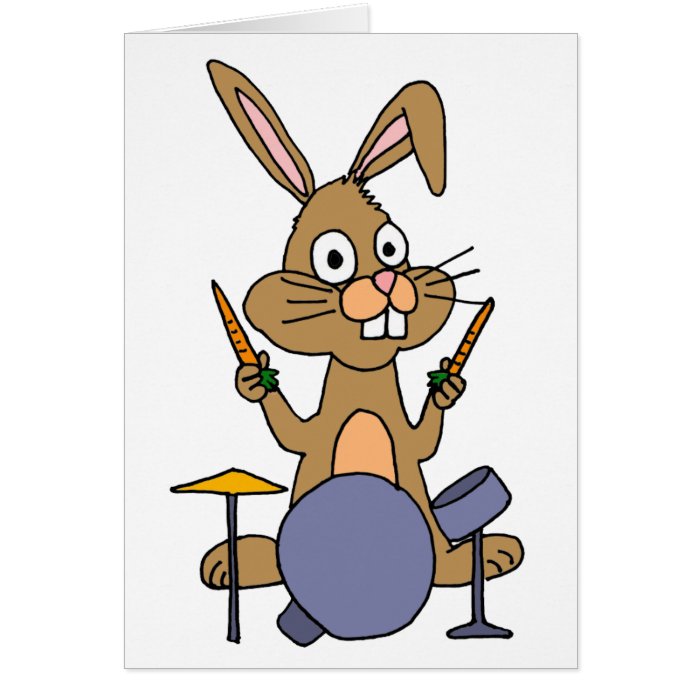 XX  Awesome Bunny Rabbit Playing Drums Card