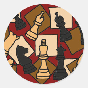 XX- Awesome Chess Game Pieces Art Classic Round Sticker