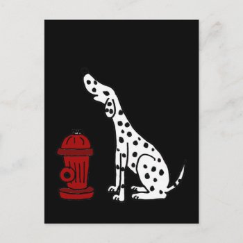 Xx- Awesome Dalmatian Dog And Fire Hydrant Postcard by Petspower at Zazzle