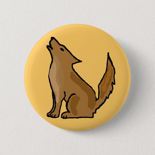 XX- Awesome Howling Coyote Pinback Button (Front)