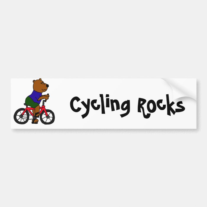 XX  Bear Bicycling Cartoon Bumper Sticker