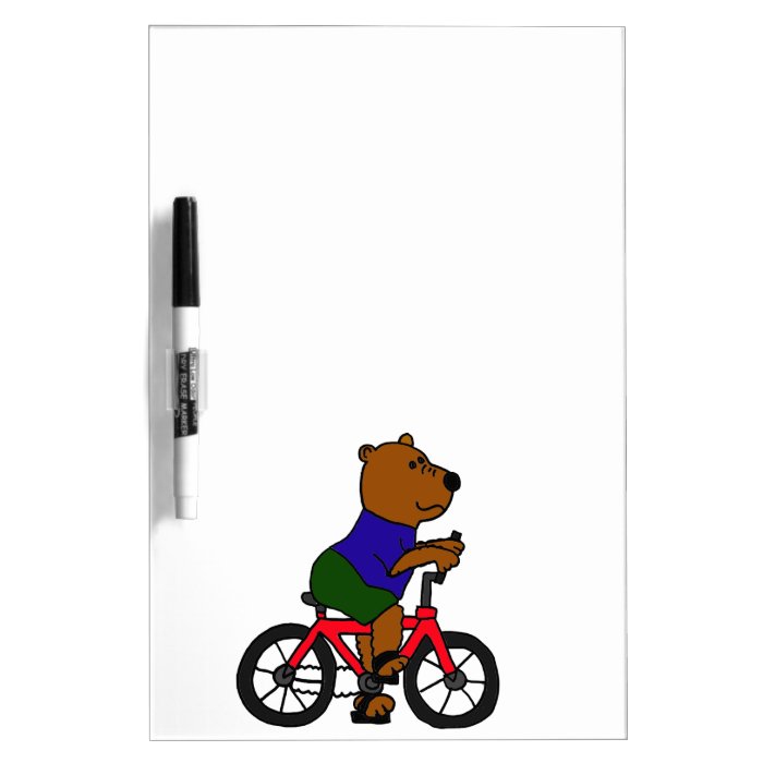 XX  Bear Bicycling Cartoon Dry Erase Board