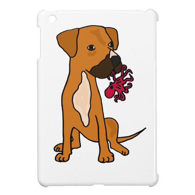 XX- Boxer Mix Rescue Dog Eating Octopus iPad Mini Cover (Back)