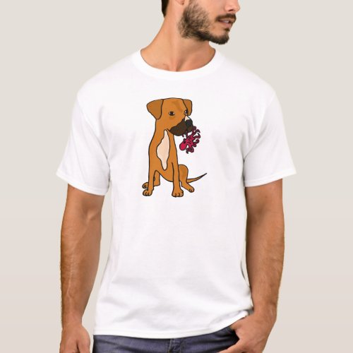 XX_ Boxer Mix Rescue Dog Eating Octopus T_Shirt
