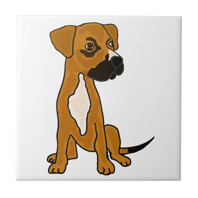 XX- Boxer Mix Rescue Dog Puppy Cartoon Tile (Front)