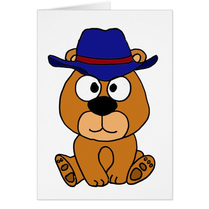 XX  Brown Bear Wearing Cowboy Hat Cartoon Cards