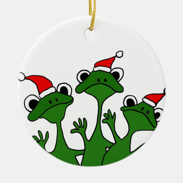 XX- Christmas Tree Frogs Cartoon Ceramic Ornament (Front)