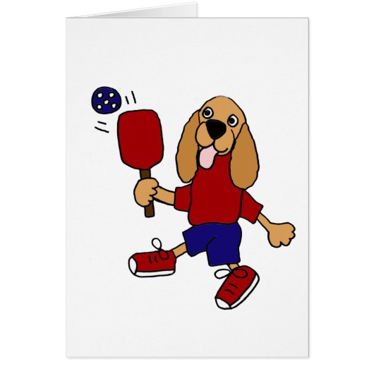 XX- Cocker Spaniel Playing Pickleball Cartoon Cards (Front)