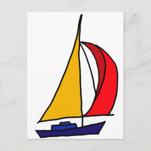 XX- Colorful Sail boat Postcard