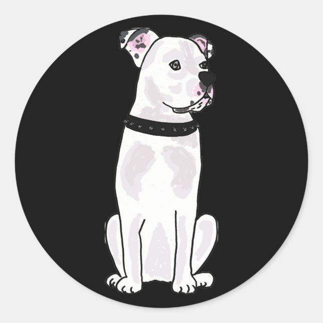XX- Cute American Bulldog with Studded Collar Classic Round Sticker (Front)