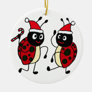 XX- Dancing Ladybugs Christmas Ceramic Ornament
