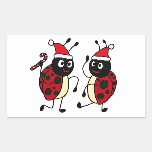 XX_ Dancing Ladybugs Christmas Rectangular Sticker