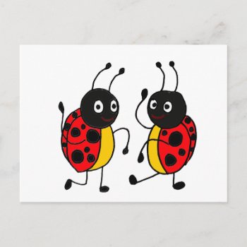 Xx- Dancing Ladybugs Postcard by tickleyourfunnybone at Zazzle