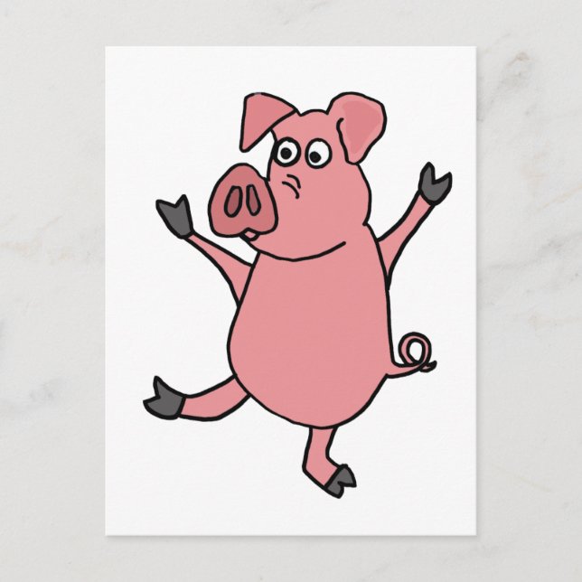 XX- Dancing Pink Pig Cartoon Postcard (Front)
