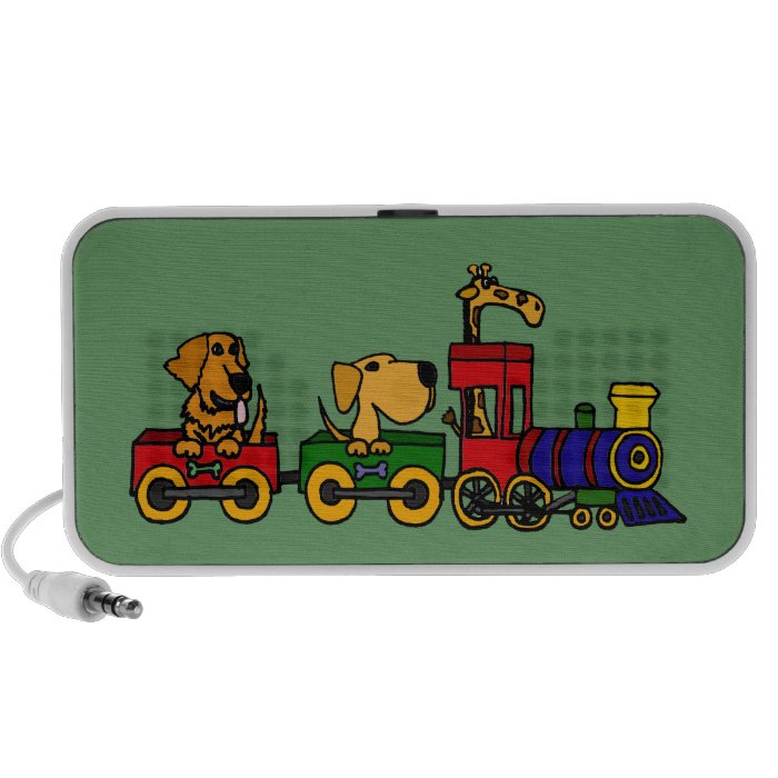 XX  Dogs on a Train Cartoon Mini Speaker