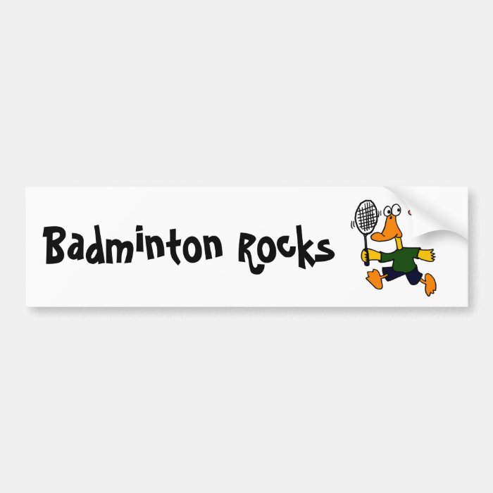 XX  Duck Playing Badminton Cartoon Bumper Sticker