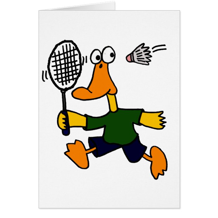 XX  Duck Playing Badminton Cartoon Cards